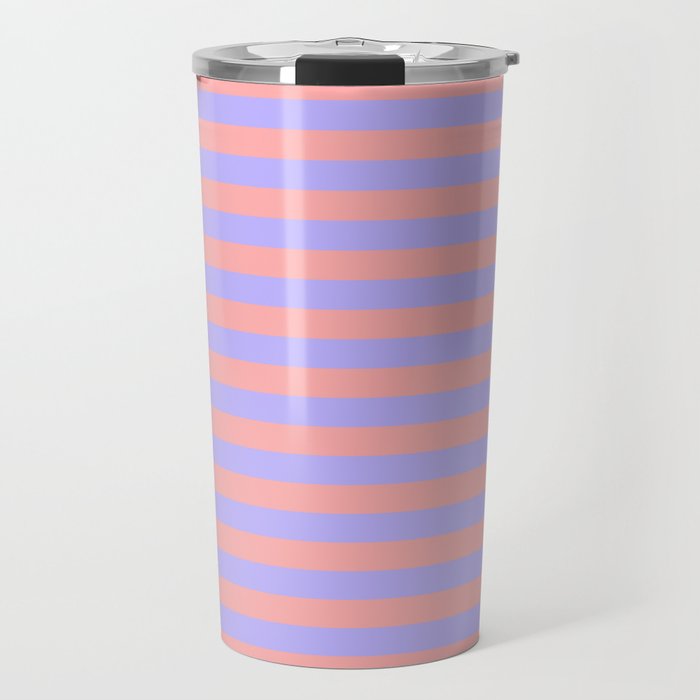 Sand Pink and Purple Wisteria  Summer Gazebo Stripes Travel Mug Gallery Image 1
