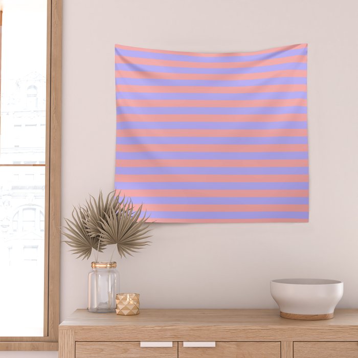 Sand Pink and Purple Wisteria  Summer Gazebo Stripes Wall Tapestry Gallery Image 2