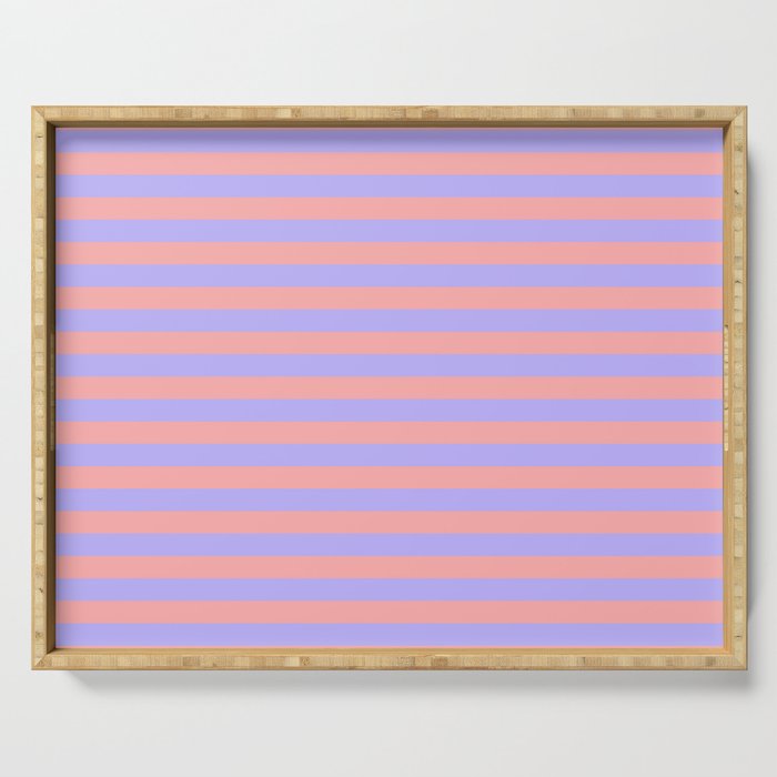 Sand Pink and Purple Wisteria  Summer Gazebo Stripes Serving Tray Gallery Image 1
