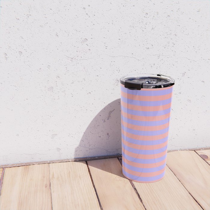Sand Pink and Purple Wisteria  Summer Gazebo Stripes Travel Mug Gallery Image 4