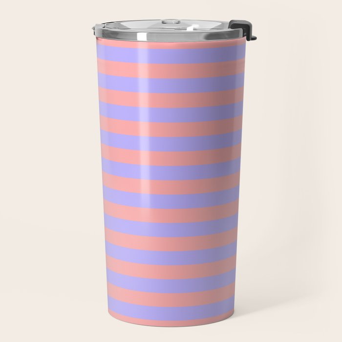 Sand Pink and Purple Wisteria  Summer Gazebo Stripes Travel Mug Gallery Image 2