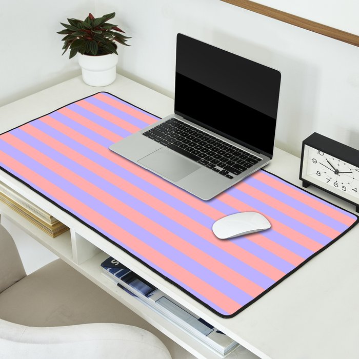 Sand Pink and Purple Wisteria  Summer Gazebo Stripes Desk Mat Gallery Image 2