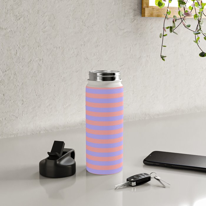 Sand Pink and Purple Wisteria  Summer Gazebo Stripes Water Bottle Gallery Image 4