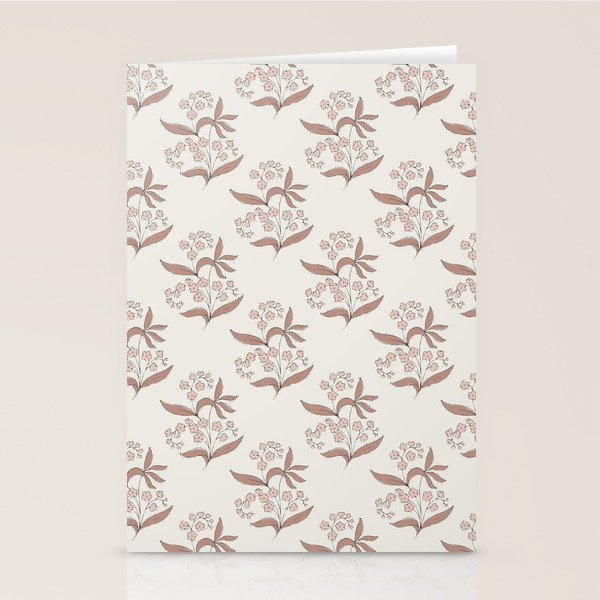 Block Print Line Art Floral - Pink Brown Stationery Card Gallery Image 2