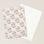 Block Print Line Art Floral - Pink Brown Stationery Card Gallery Image 2