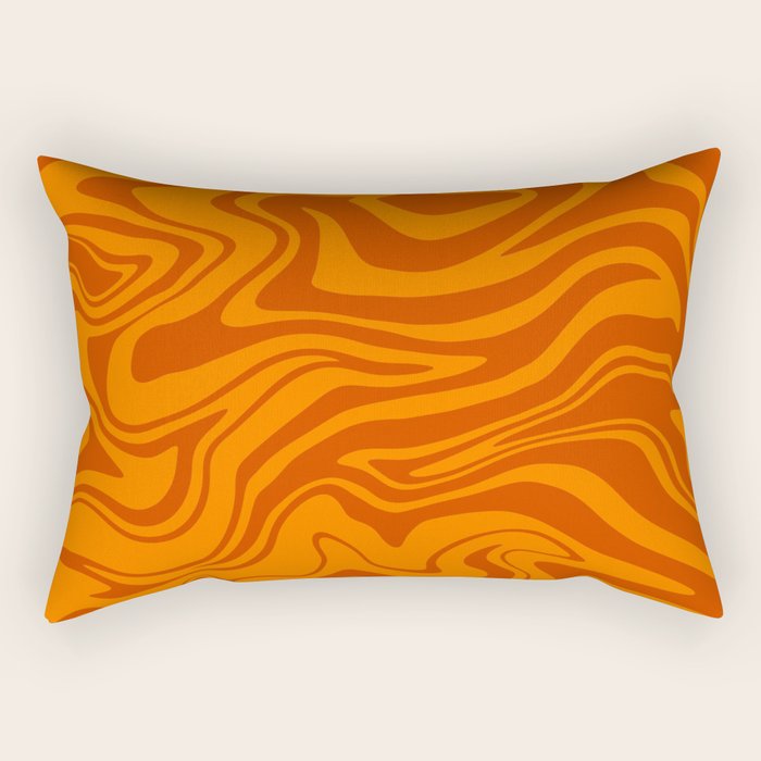 Retro Liquid Swirl, Melting Orange Tiger Rectangular Pillow Gallery Image 1