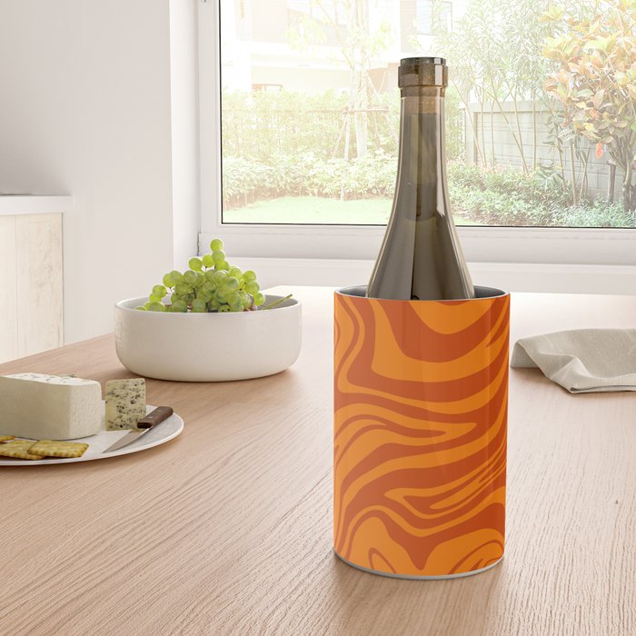 Retro Liquid Swirl, Melting Orange Tiger Wine Chiller Gallery Image 4