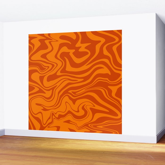 Retro Liquid Swirl, Melting Orange Tiger Wall Mural Gallery Image 2