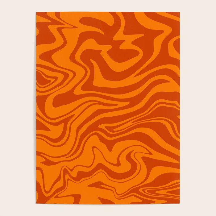 Retro Liquid Swirl, Melting Orange Tiger Poster Gallery Image 1