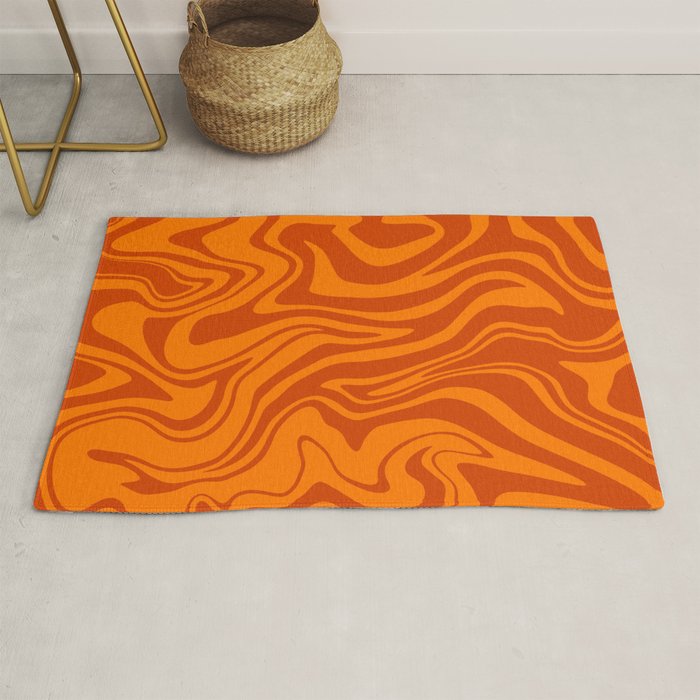 Retro Liquid Swirl, Melting Orange Tiger Rug Gallery Image 1