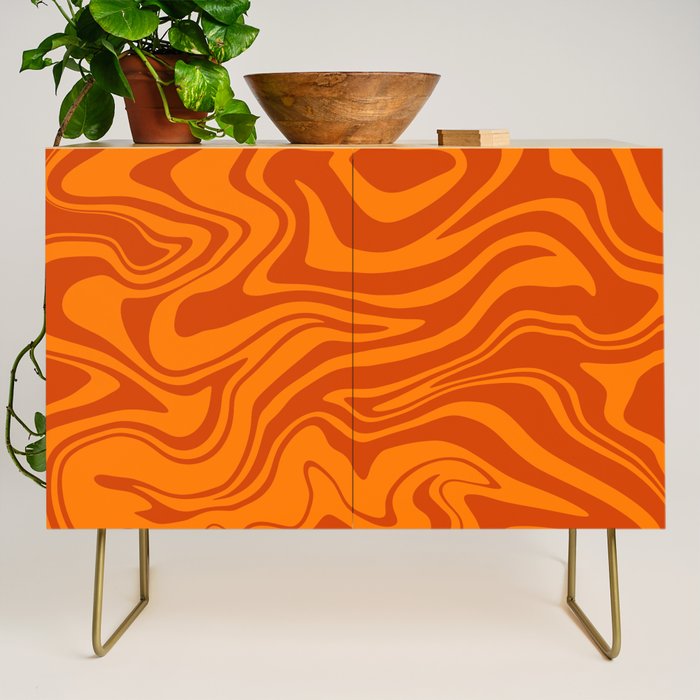 Retro Liquid Swirl, Melting Orange Tiger Credenza Gallery Image 1