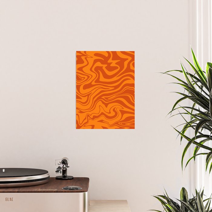 Retro Liquid Swirl, Melting Orange Tiger Poster Gallery Image 2