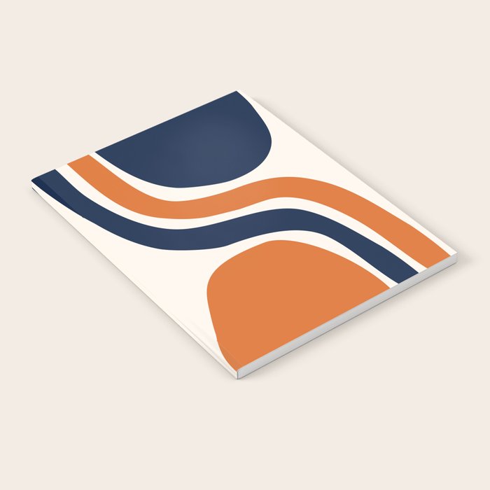 Abstract Shapes 66 in Vintage Orange and Navy Blue Notebook Gallery Image 2