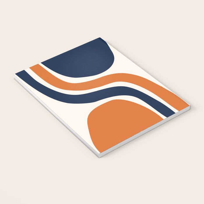 Abstract Shapes 66 in Vintage Orange and Navy Blue Notebook Gallery Image 3