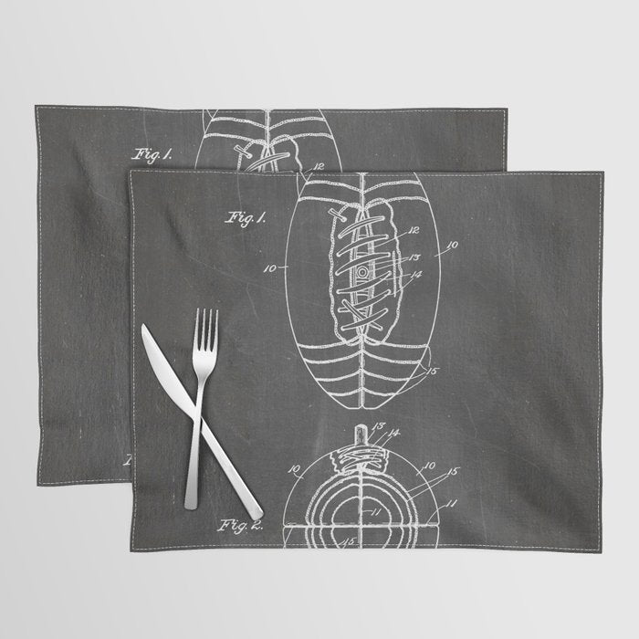 American Football Patent - Football Art - Black Chalkboard Placemat Gallery Image 1
