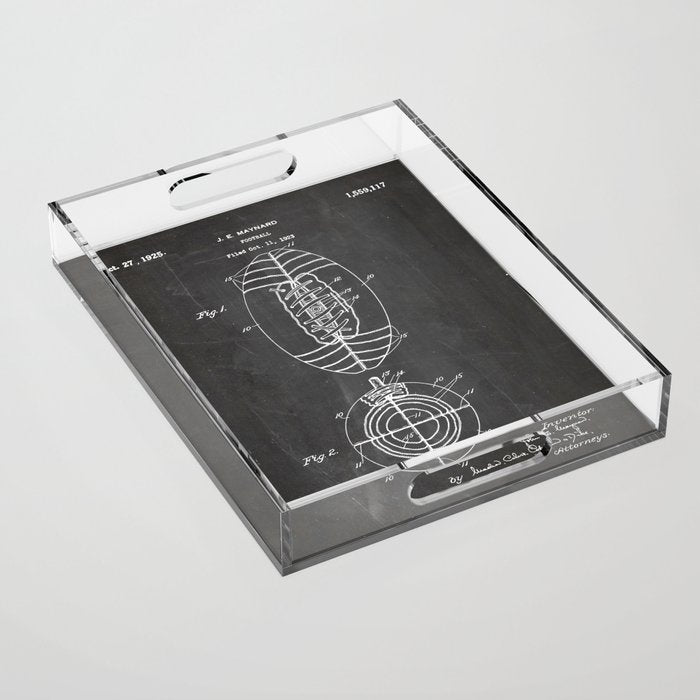 American Football Patent - Football Art - Black Chalkboard Acrylic Tray Gallery Image 1