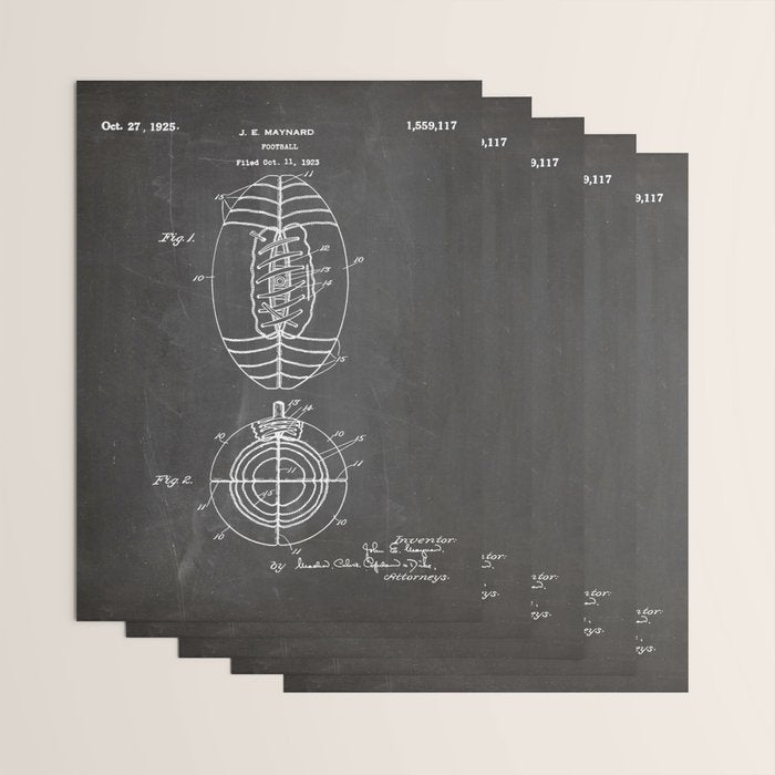 American Football Patent - Football Art - Black Chalkboard Wrapping Paper Gallery Image 3
