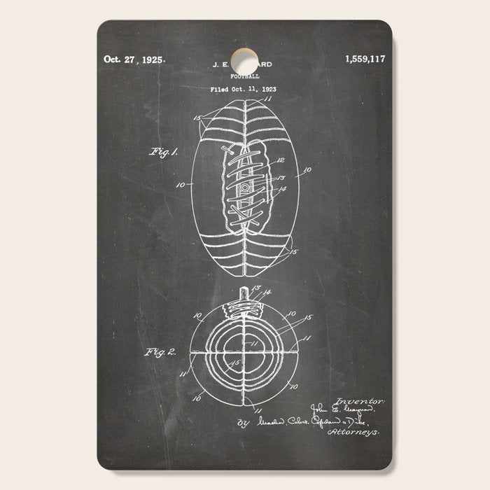 American Football Patent - Football Art - Black Chalkboard Cutting Board Gallery Image 1