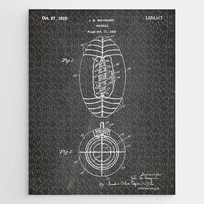 American Football Patent - Football Art - Black Chalkboard Jigsaw Puzzle Gallery Image 1