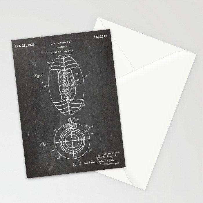 American Football Patent - Football Art - Black Chalkboard Stationery Card Gallery Image 2