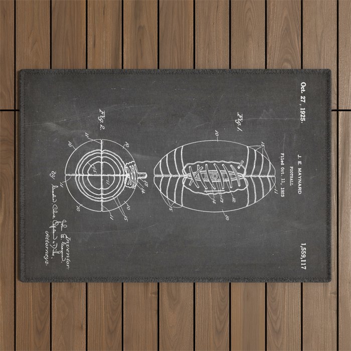 American Football Patent - Football Art - Black Chalkboard Outdoor Rug Gallery Image 1