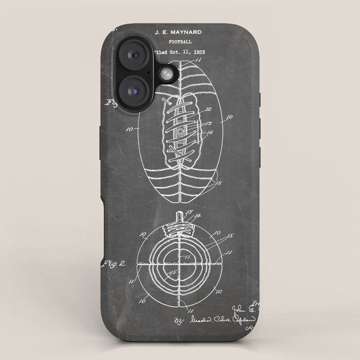 American Football Patent - Football Art - Black Chalkboard iPhone Case Gallery Image 1