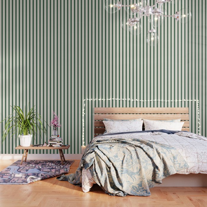 Green And Cream Striped Wallpaper Gallery Image 1