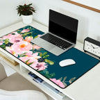 Floral Watercolor Roses, Teal and Pink, Vintage Desk Mat Gallery Image 2