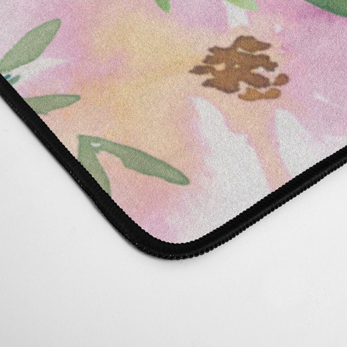 Floral Watercolor Roses, Teal and Pink, Vintage Desk Mat Gallery Image 4