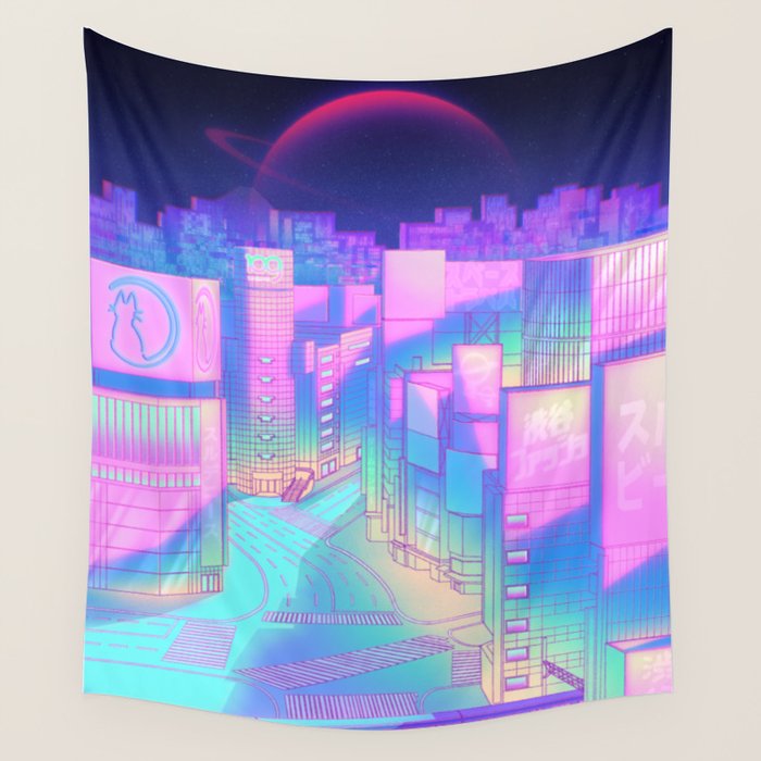 City Pop Shibuya Crossing Wall Tapestry Gallery Image 4