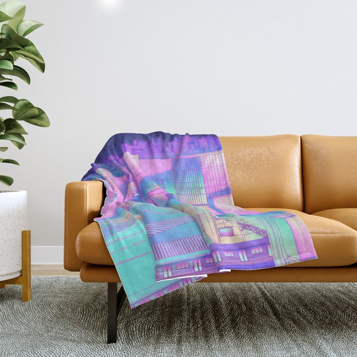 City Pop Shibuya Crossing Throw Blanket Gallery Image 1