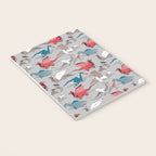 Origami dragon friends // linen texture background blue red grey and taupe fantastic creatures Notebook Gallery Image 3