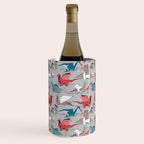 Origami dragon friends // linen texture background blue red grey and taupe fantastic creatures Wine Chiller Gallery Image 2