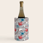 Origami dragon friends // linen texture background blue red grey and taupe fantastic creatures Wine Chiller Gallery Image 1