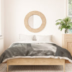Pathway of light, sunlight and sunbeams in forest black and white photograph by J W Chapman Taylor Duvet Cover Gallery Image 3