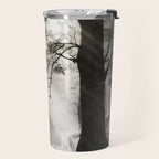 Pathway of light, sunlight and sunbeams in forest black and white photograph by J W Chapman Taylor Travel Mug Gallery Image 2