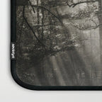 Pathway of light, sunlight and sunbeams in forest black and white photograph by J W Chapman Taylor Laptop Sleeve Gallery Image 3