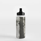 Pathway of light, sunlight and sunbeams in forest black and white photograph by J W Chapman Taylor Water Bottle Gallery Image 2