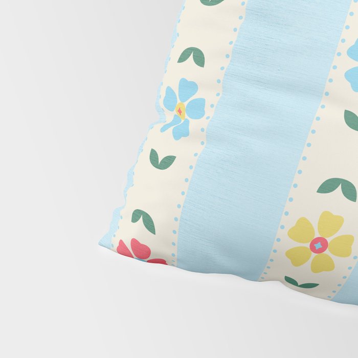 Granny Style Vintage Florals And Light Blue Stripes Pillow Sham Gallery Image 4