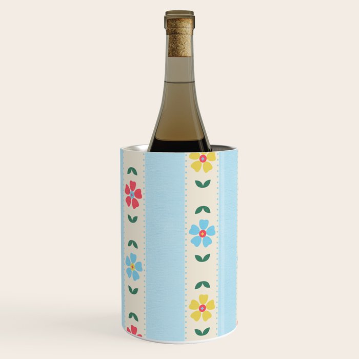 Granny Style Vintage Florals And Light Blue Stripes Wine Chiller Gallery Image 3