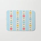 Granny Style Vintage Florals And Light Blue Stripes Bath Mat Gallery Image 1
