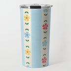 Granny Style Vintage Florals And Light Blue Stripes Travel Mug Gallery Image 1