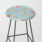 Granny Style Vintage Florals And Light Blue Stripes Stool Gallery Image 2
