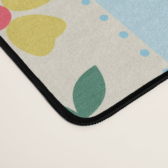 Granny Style Vintage Florals And Light Blue Stripes Desk Mat Gallery Image 4