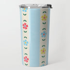 Granny Style Vintage Florals And Light Blue Stripes Travel Mug Gallery Image 2