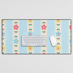Granny Style Vintage Florals And Light Blue Stripes Desk Mat Gallery Image 1