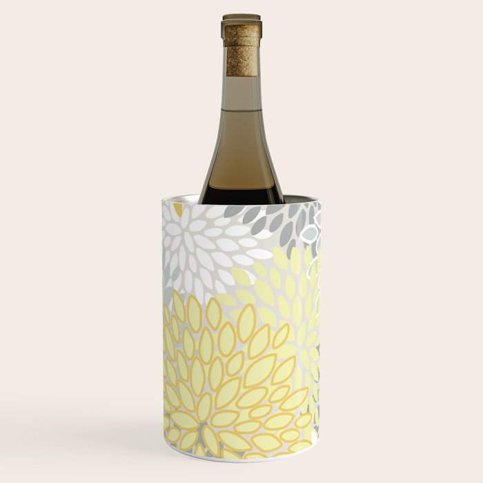 Floral Prints, Soft, Yellow and Gray, Modern Print Art Wine Chiller Gallery Image 2