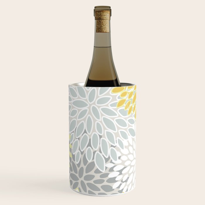 Floral Prints, Soft, Yellow and Gray, Modern Print Art Wine Chiller Gallery Image 3