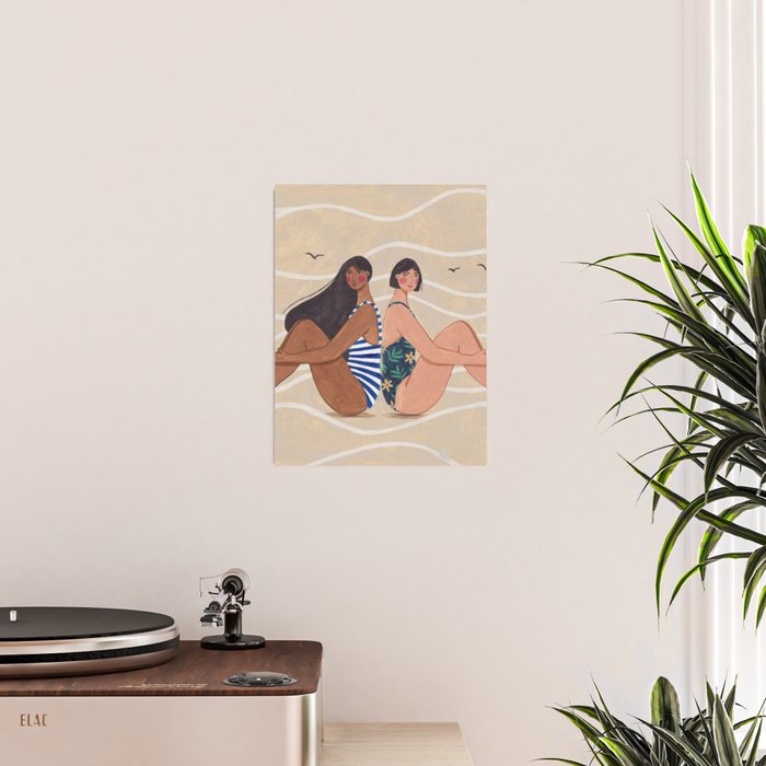 Women by the Sea Modern Beach Illustration Poster Gallery Image 2