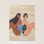 Women by the Sea Modern Beach Illustration Stationery Card Gallery Image 2